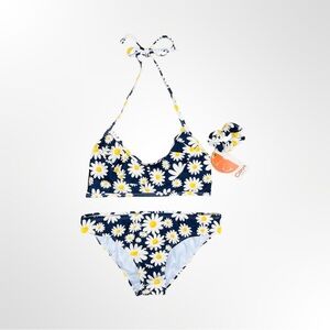 Citrus Girls Daisy Print Bikini + Scrunchie Swimwear Set NWT Size 16